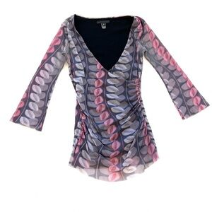 Anthropologie Mesh Crossover Surplice Mod Top by Westin Wear EUC